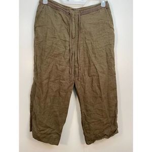 Talbots Womens Size 10 Crops Pants Capris Olive Green 100% Pure Irish Linen